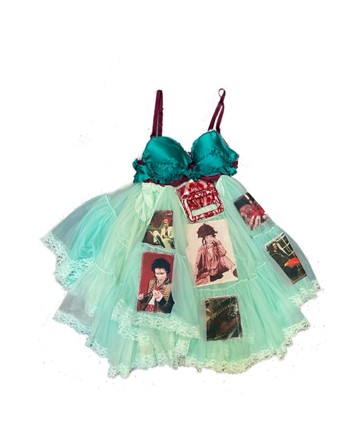 teal and red cupcake dress