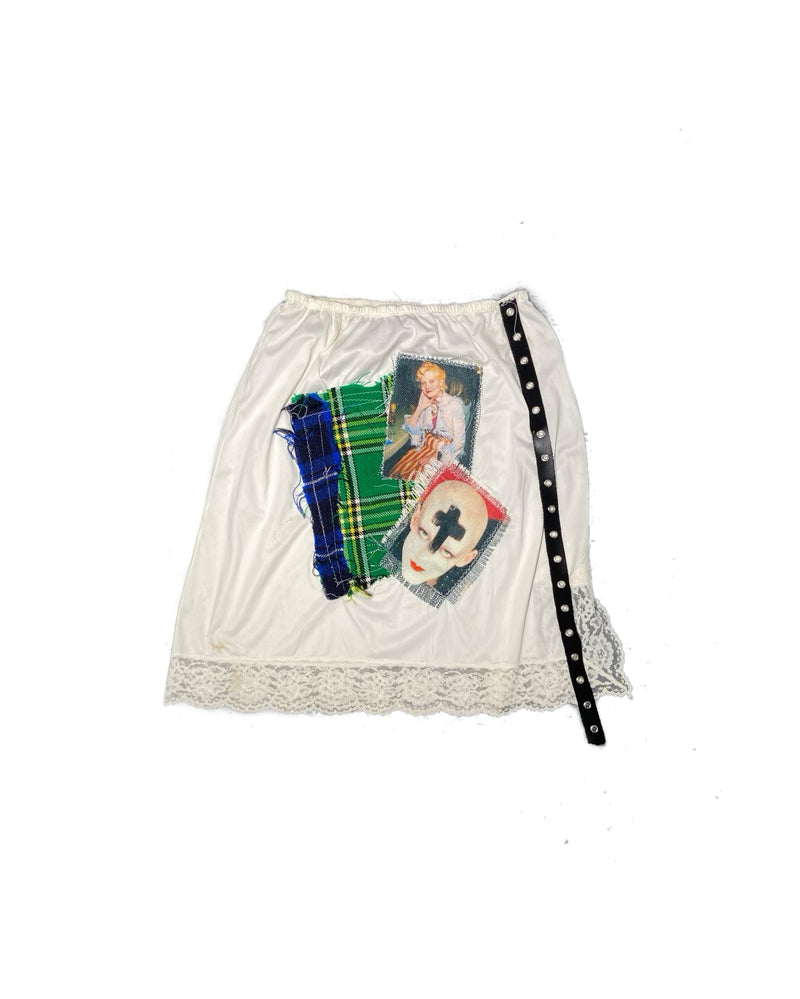 vivienne patch white slip skirt