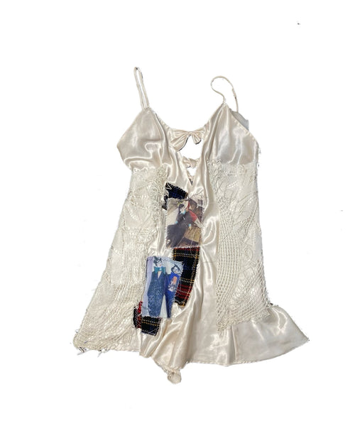 Silk and doily bow romper