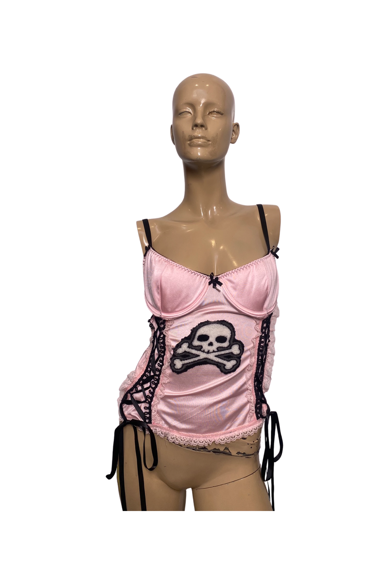 Patrick saunders pink skull corset