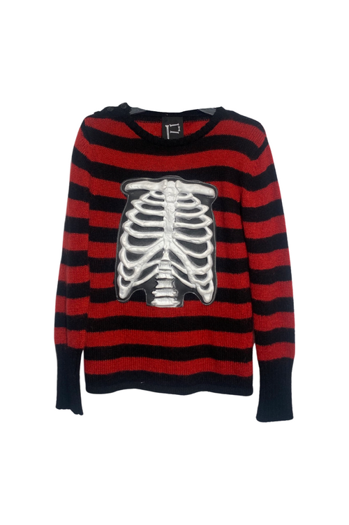 Patrick saunders black and red stripe sweater