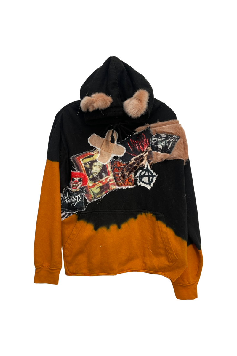 orange dip dye bear hoodie