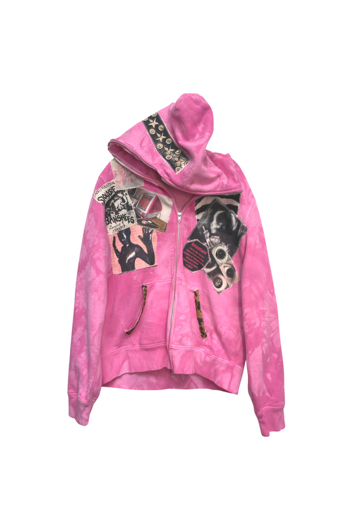 pink punk full zip up hoodie