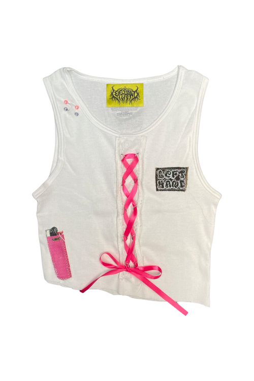 you got a lighter? pink lace- up tank