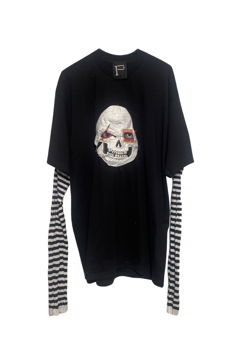 Patrick saunders skeleton face shirt with detachable sleeves