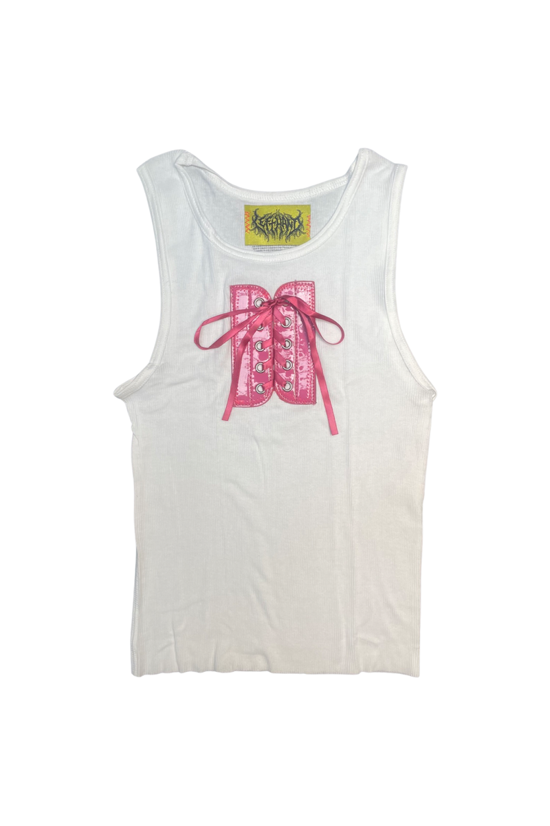 lil pink lace me up tank