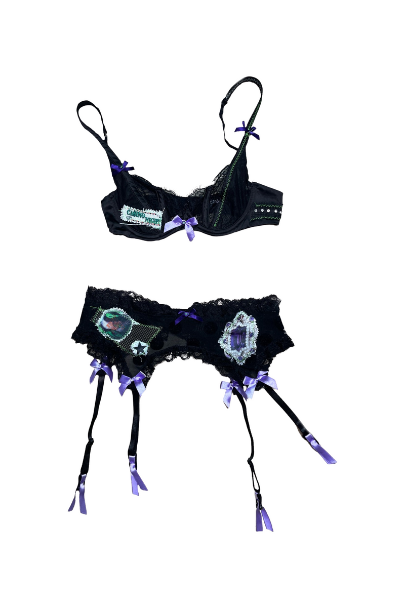 happy ending sexy black and purple set