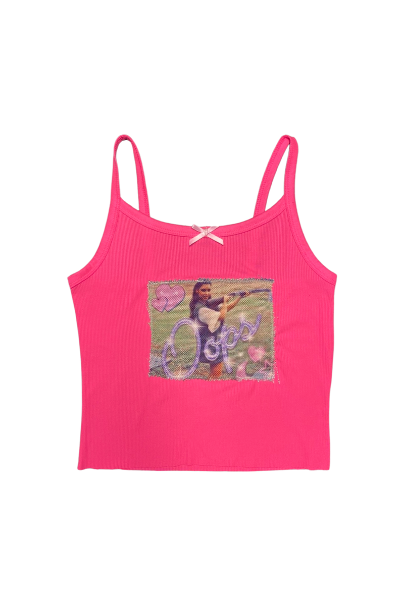 hot pink oops Kim tank